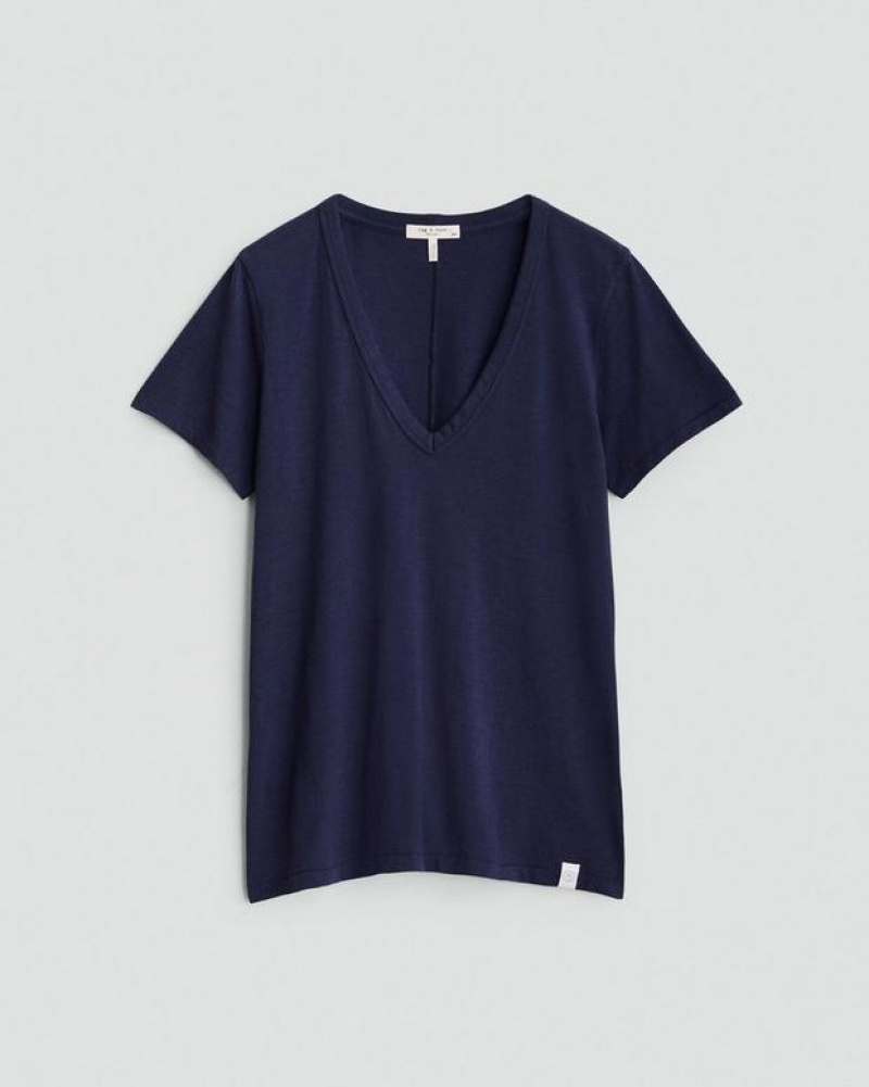 Rag & Bone The Slub Vee Organic Pima Baumwoll T-Shirt Damen Salute | 503914-MIW