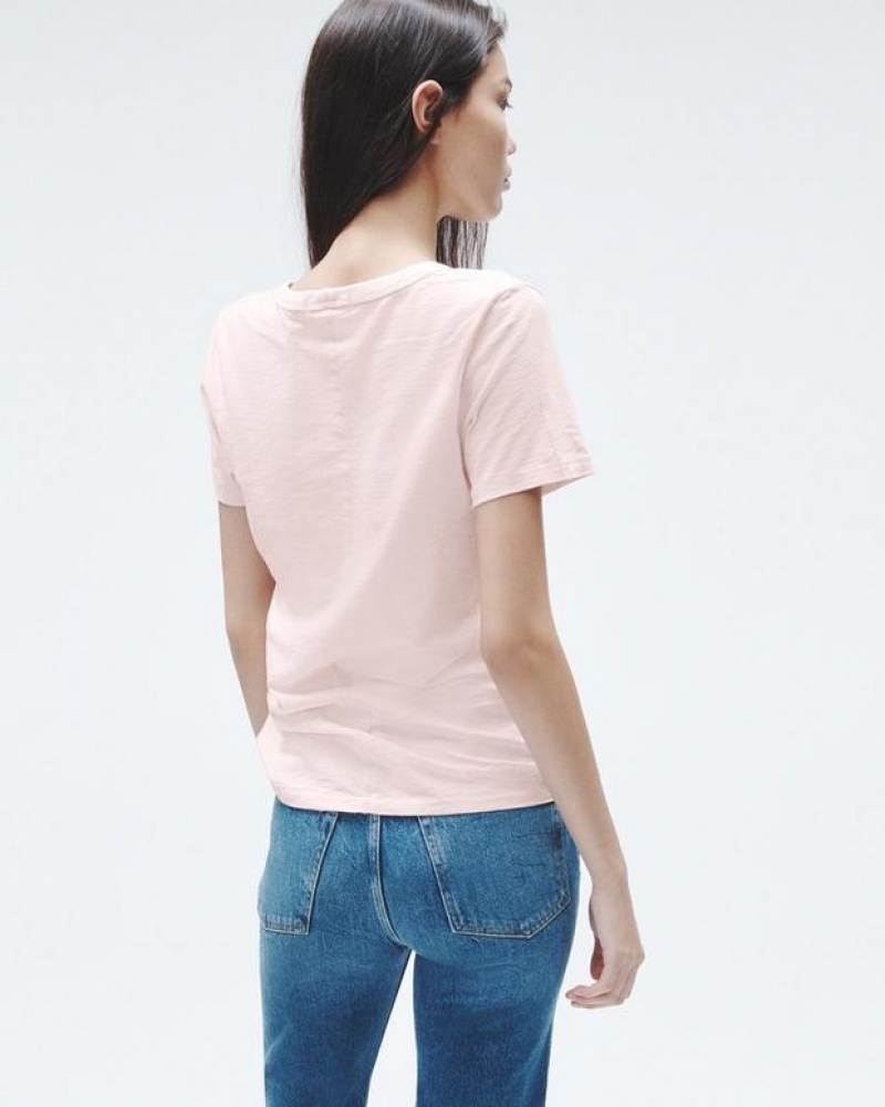 Rag & Bone The Slub Vee Organic Pima Baumwoll T-Shirt Damen Rosa | 832051-UOX