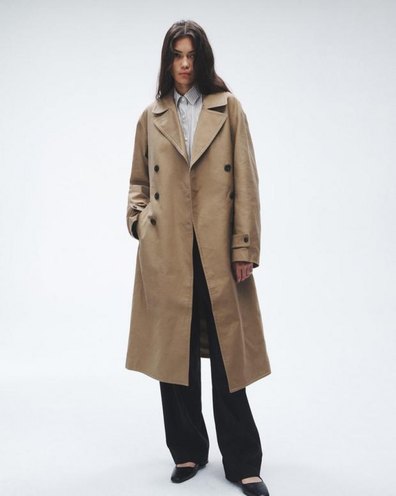 Rag & Bone Theresa Baumwoll Trench Relaxed Fit Mäntel Damen Braun | 370598-YUW