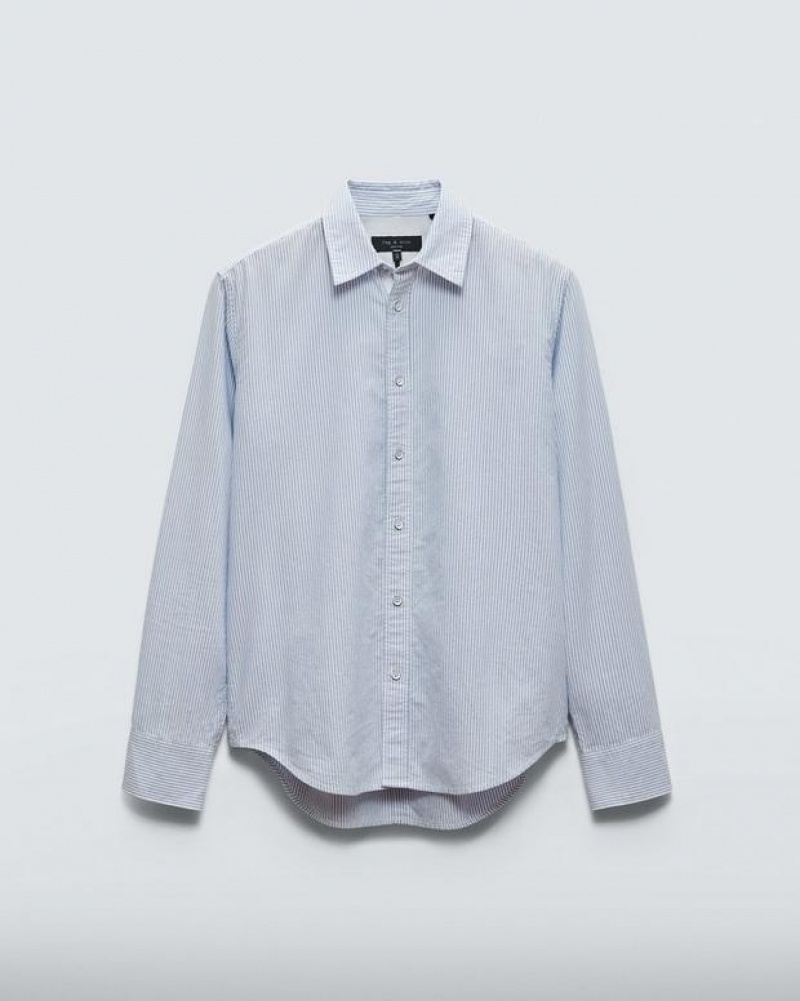 Rag & Bone Tomlin Baumwoll Oxford Klassische Fit Button Down Hemd Herren Hellblau | 854273-WIQ