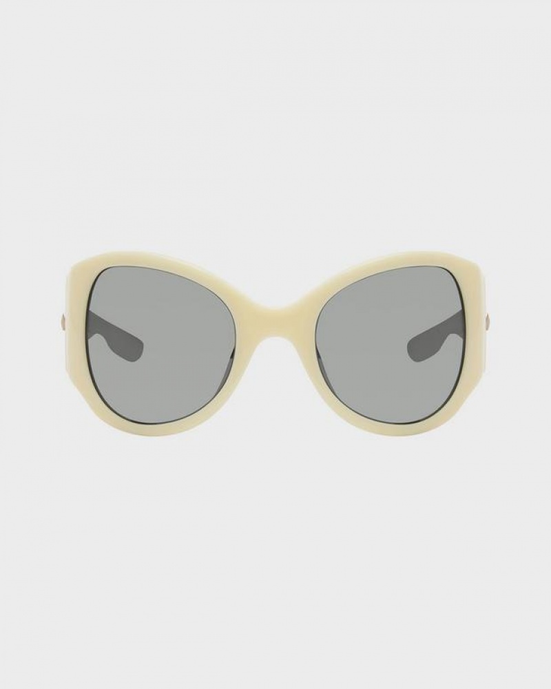 Rag & Bone Vesper Oval Sonnenbrille Damen Weiß | 475180-NWD