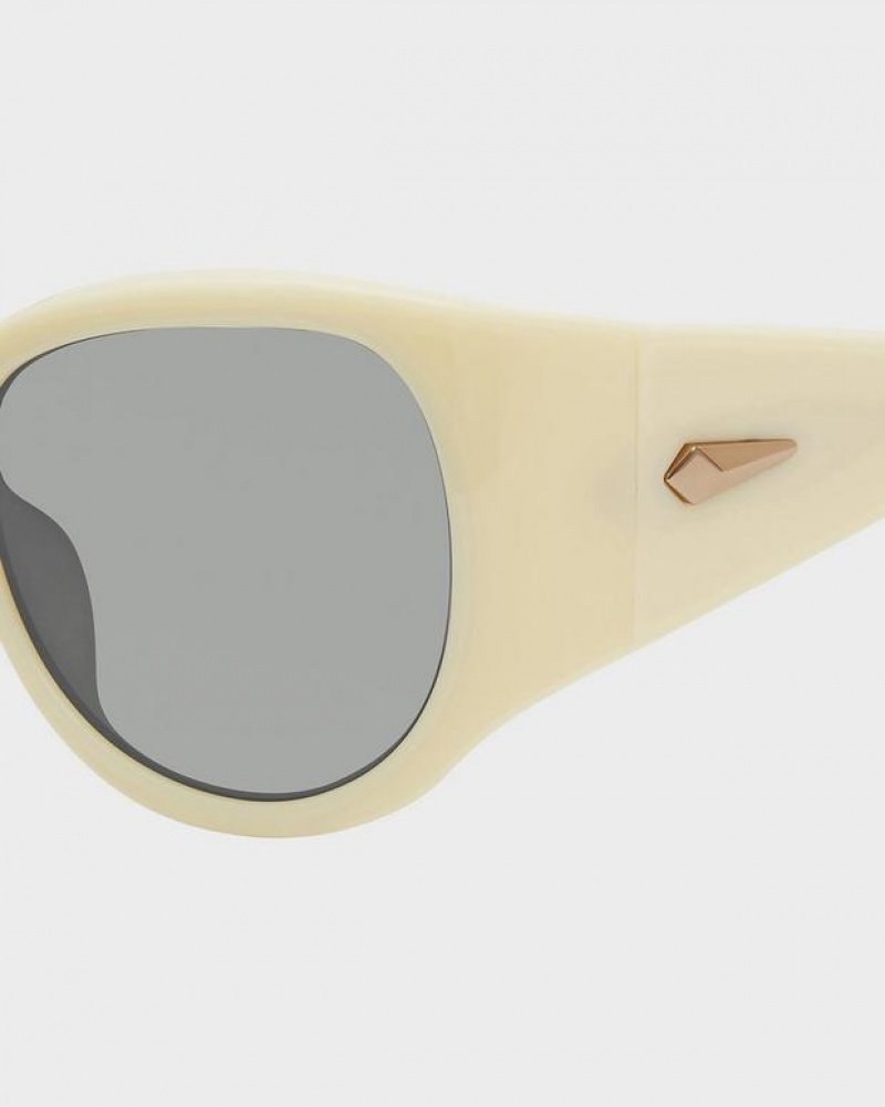 Rag & Bone Vesper Oval Sonnenbrille Damen Weiß | 475180-NWD