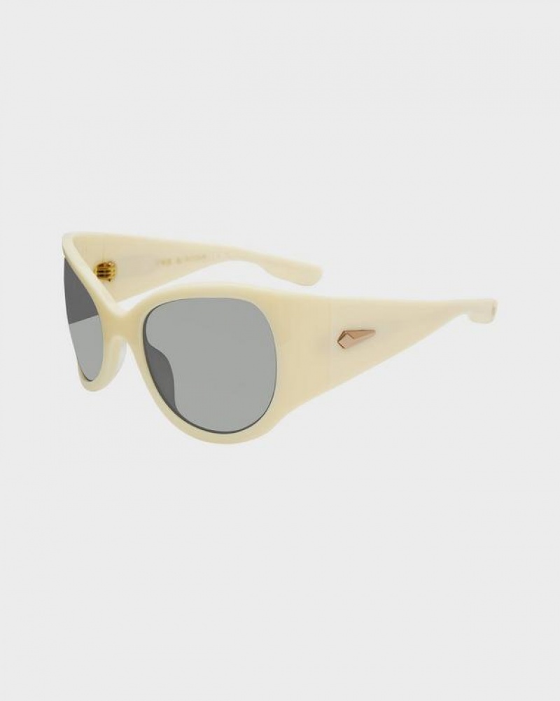 Rag & Bone Vesper Oval Sonnenbrille Damen Weiß | 475180-NWD