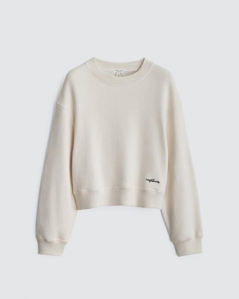 Rag & Bone Vintage Terry Relaxed Fit Sweatshirts Damen Off Wht | 854937-OPK