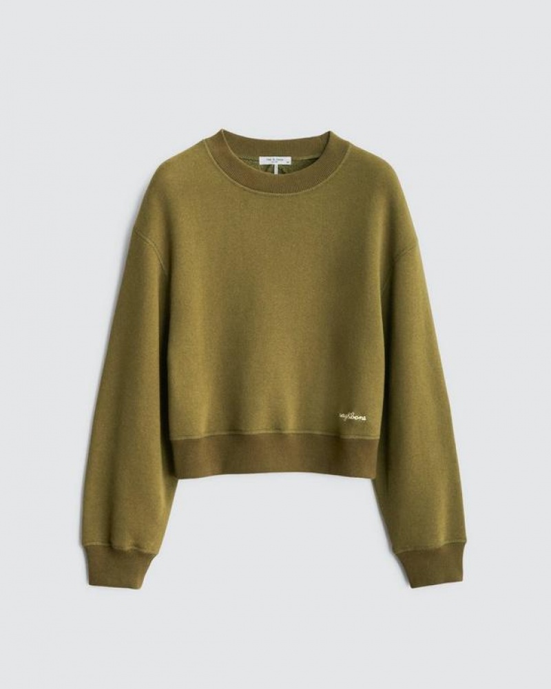 Rag & Bone Vintage Terry Relaxed Fit Sweatshirts Damen Olivgrün | 057139-CPK