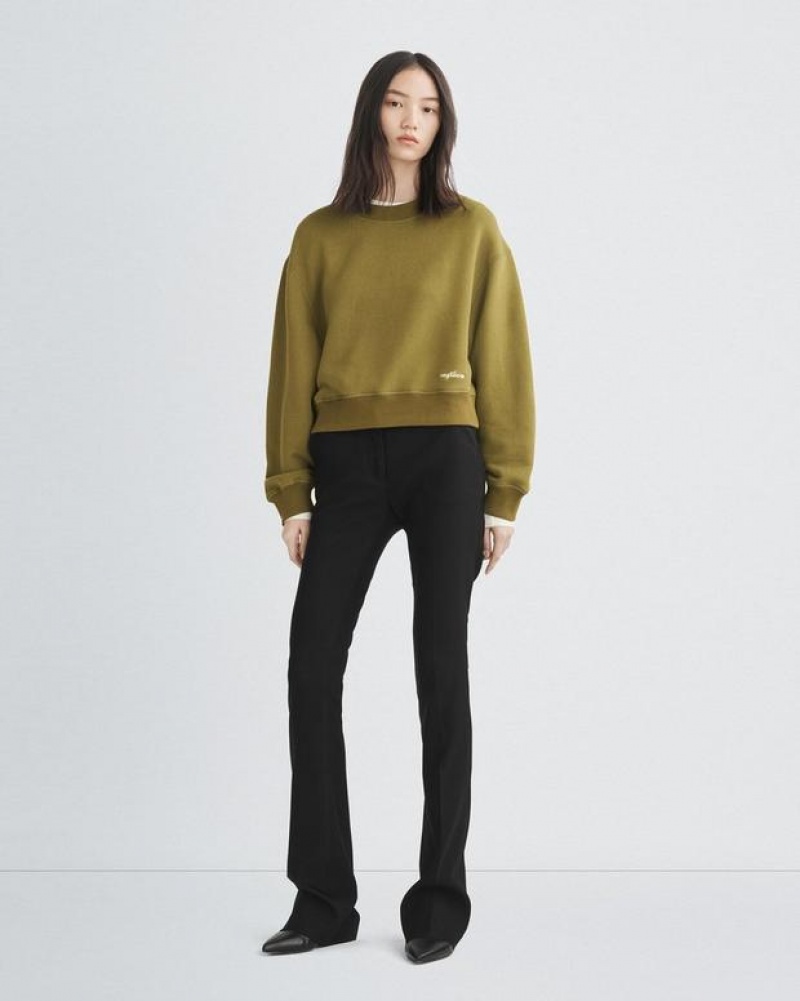 Rag & Bone Vintage Terry Relaxed Fit Sweatshirts Damen Olivgrün | 057139-CPK