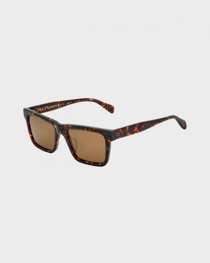 Rag & Bone Warren Rectangular Sonnenbrille Herren Havana | 597842-OXP