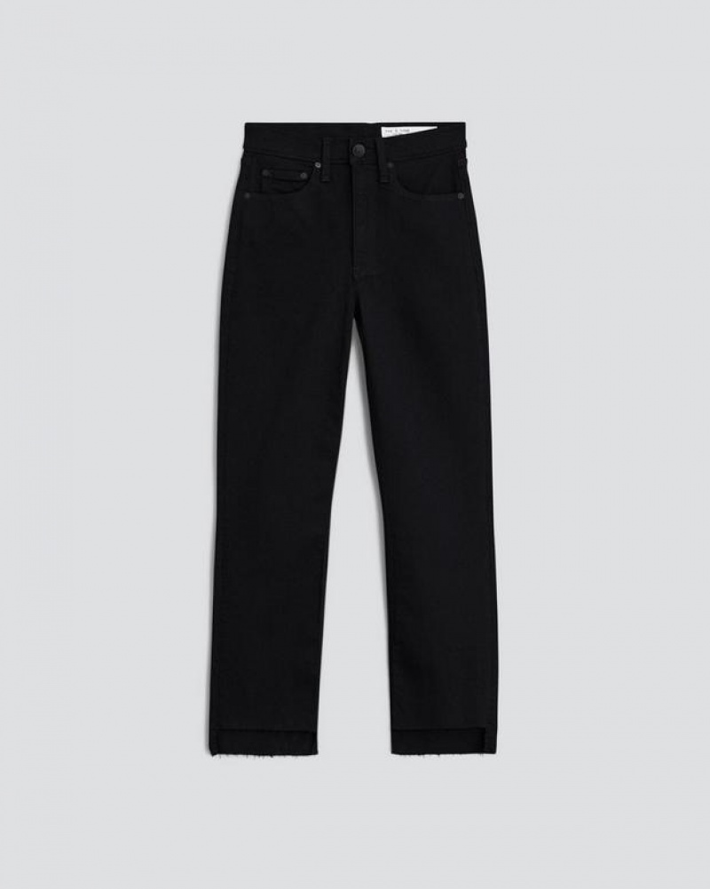 Rag & Bone Wren Ankle Gerade High-Rise Stretch Jeans Damen Schwarz | 645897-XQW