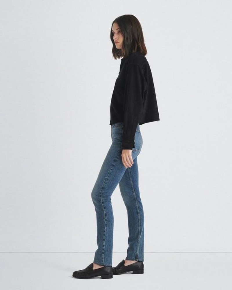 Rag & Bone Wren Full Length Gerade High-Rise Vintage Stretch Jeans Damen Dominique | 462579-NVC