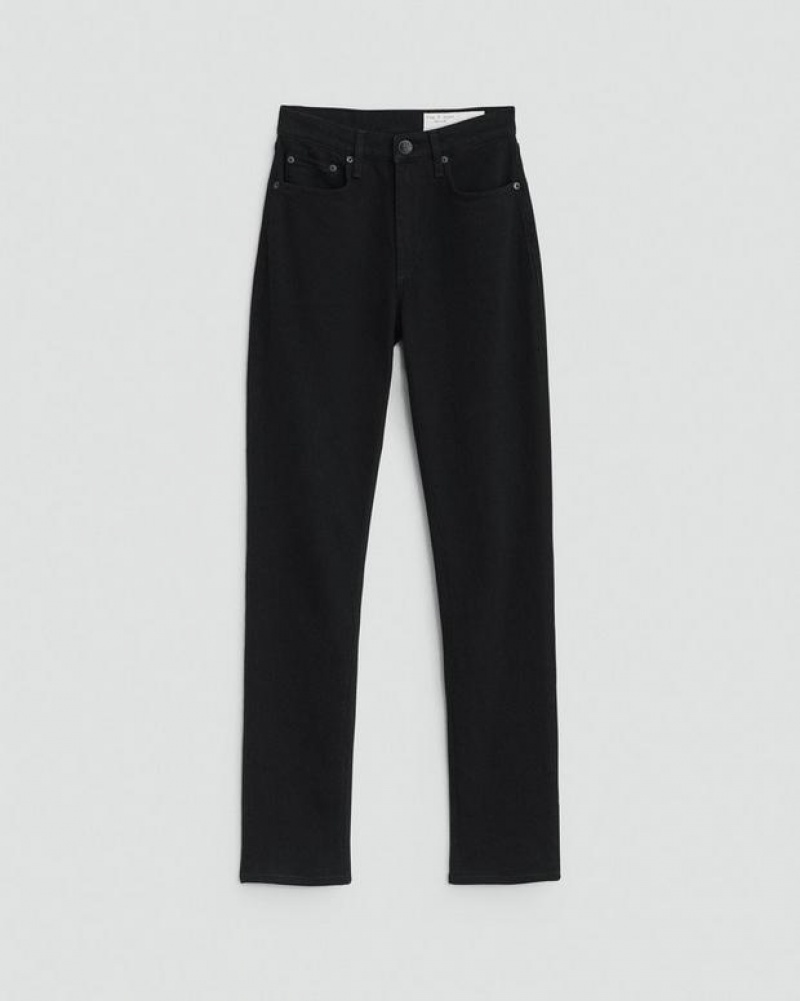 Rag & Bone Wren Full Length Gerade High-Rise Vintage Stretch Jeans Damen Schwarz | 963541-EWT