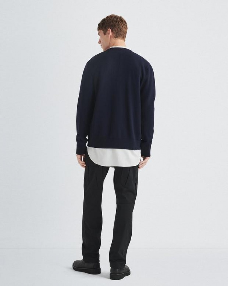 Rag & Bone York Wolle Cardigan Relaxed Fit Pullover Herren Navy | 928764-CAU