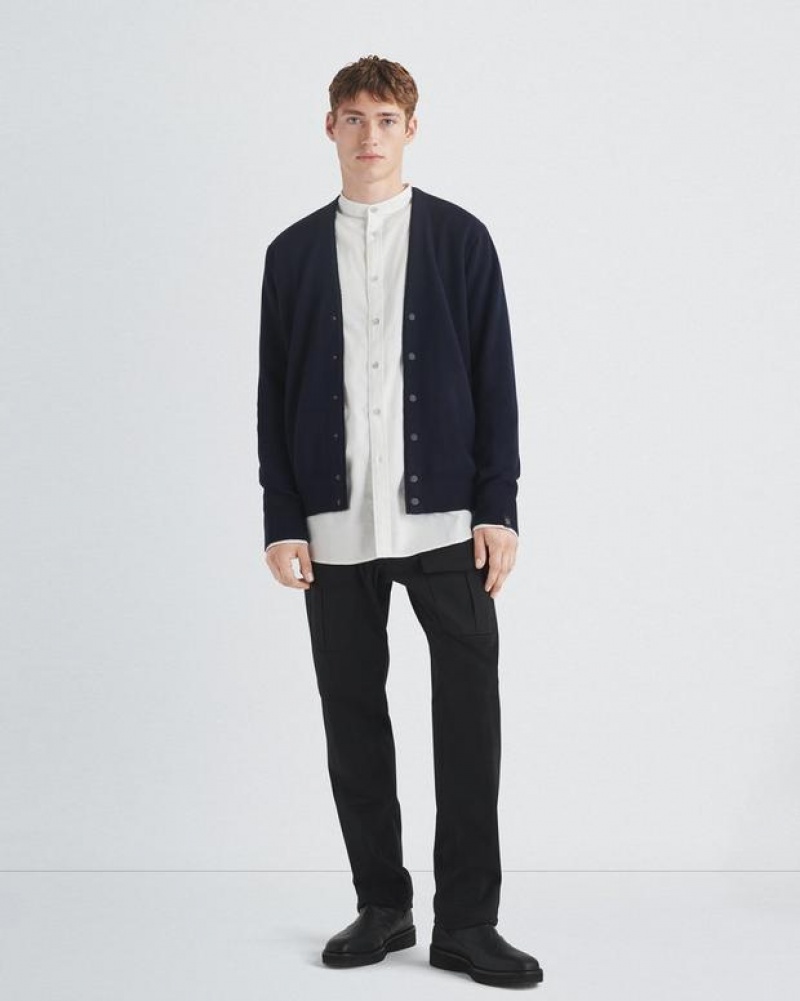 Rag & Bone York Wolle Cardigan Relaxed Fit Pullover Herren Navy | 928764-CAU