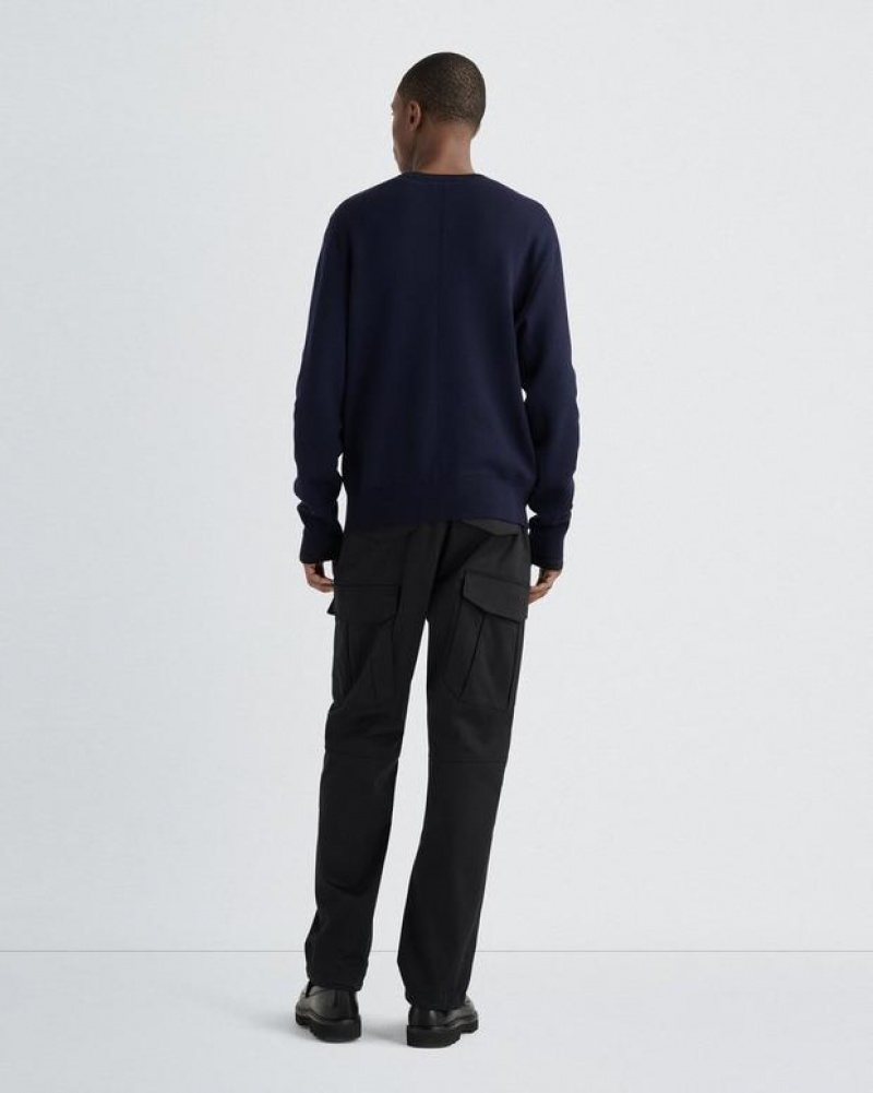 Rag & Bone York Wolle Crew Relaxed Fit Pullover Herren Navy | 403791-TXN