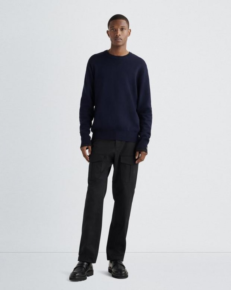 Rag & Bone York Wolle Crew Relaxed Fit Pullover Herren Navy | 403791-TXN